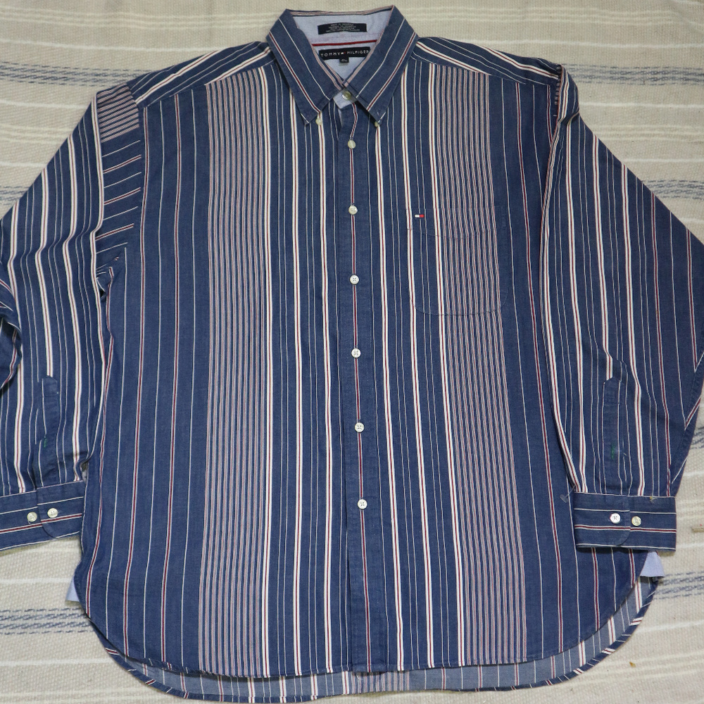 VTG TOMMY HILFIGER Stripe Long Sleeve Button Shirt - Picture 2 of 7